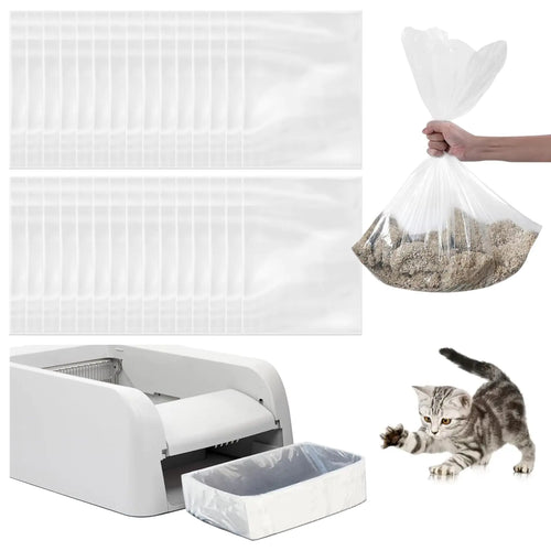 30 Pack Cat Litter BagsNo-Touch Kitty Litter Liners & Pet Waste Bags Compatible with Petsafe Self-Cleaning Cat Litter BoxReplacement Trash Pet Litter Bags
